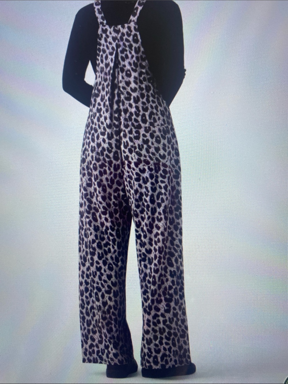 XSMALL.  HALARA LEOPARD WAFFLE  WIDE LEG OVERALLS - Picture 2 of 9